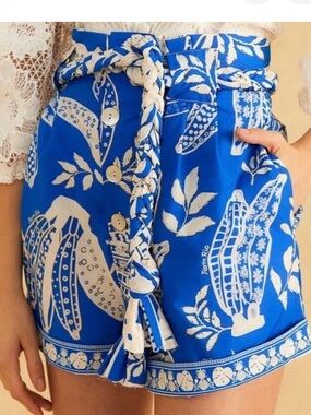 Farm Rio Lace Banana Navy Blue Shorts